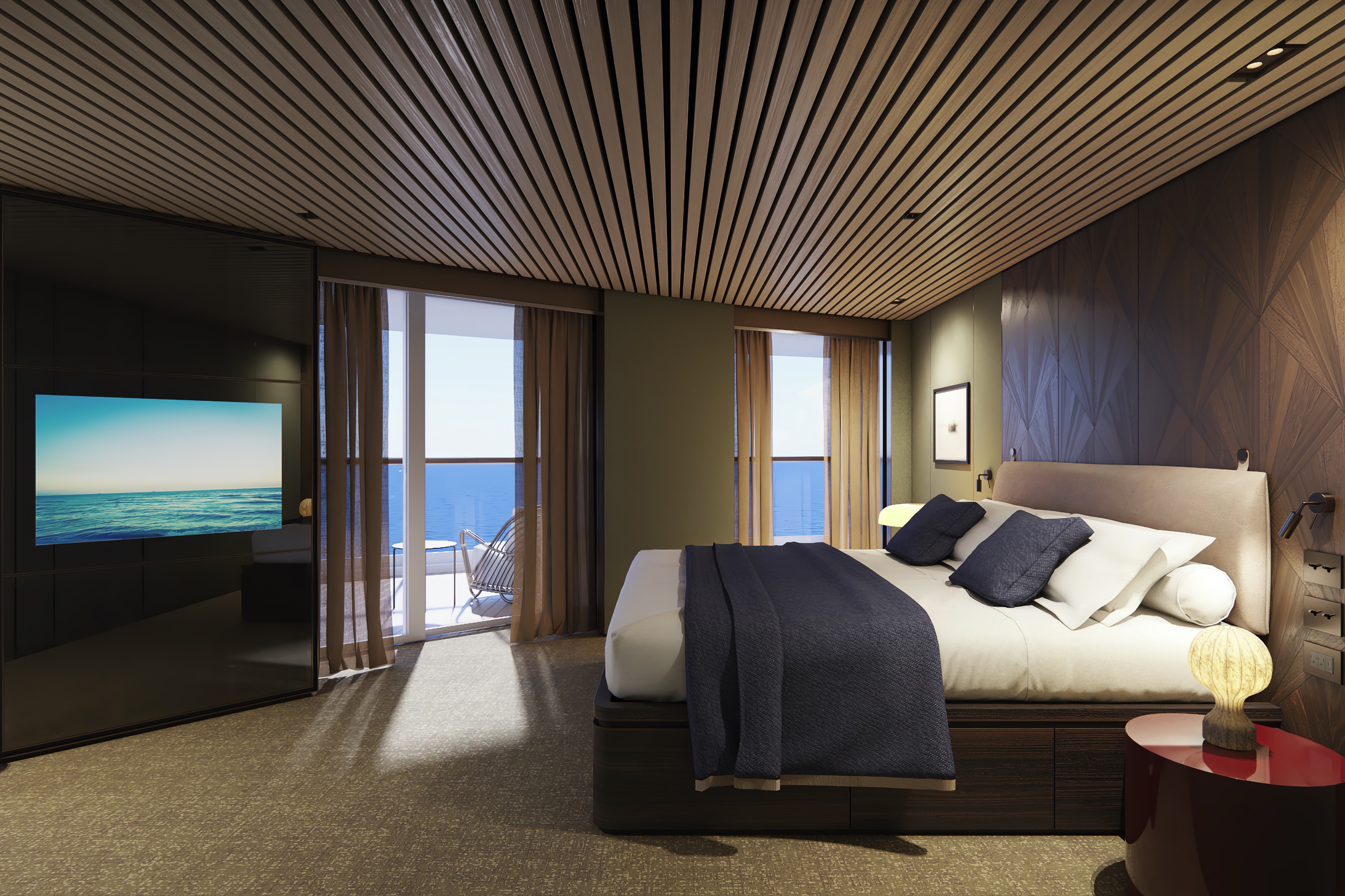 NCL Norwegian Prima The Haven Aft-Facing Owner's Suite with Master Bedroom & Large Balcony 1.jpg