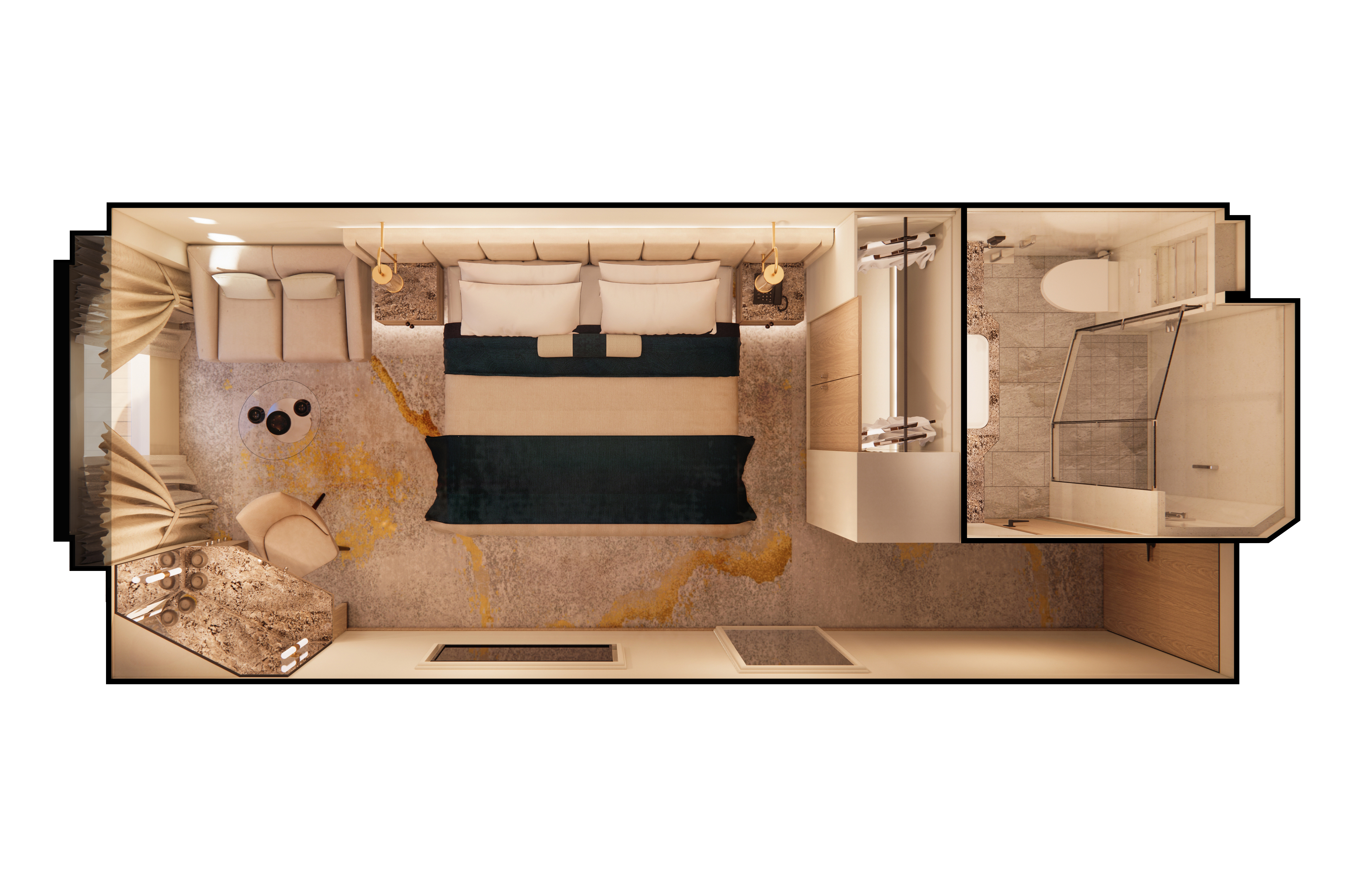 Crystal Cruises Accommodation Floor Plans Symphony Double Guest Room Ocean View 2023
