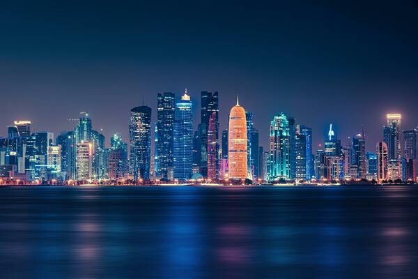 Doha skyline at night