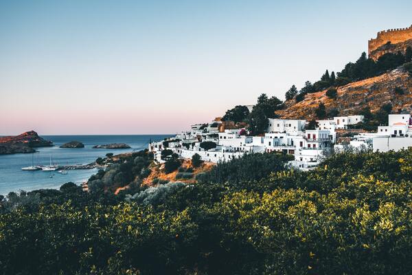 White buildings by the sea, Rhodes