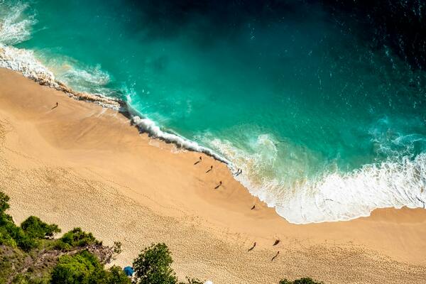 Drone shot of beach in Bali
