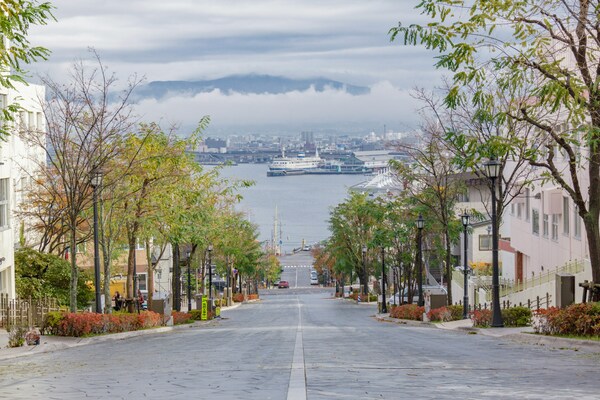 The harbor view hill, Yahatazaka in Hakodate, Japan.