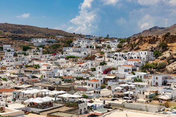 Overview of Lindos near Rhodes