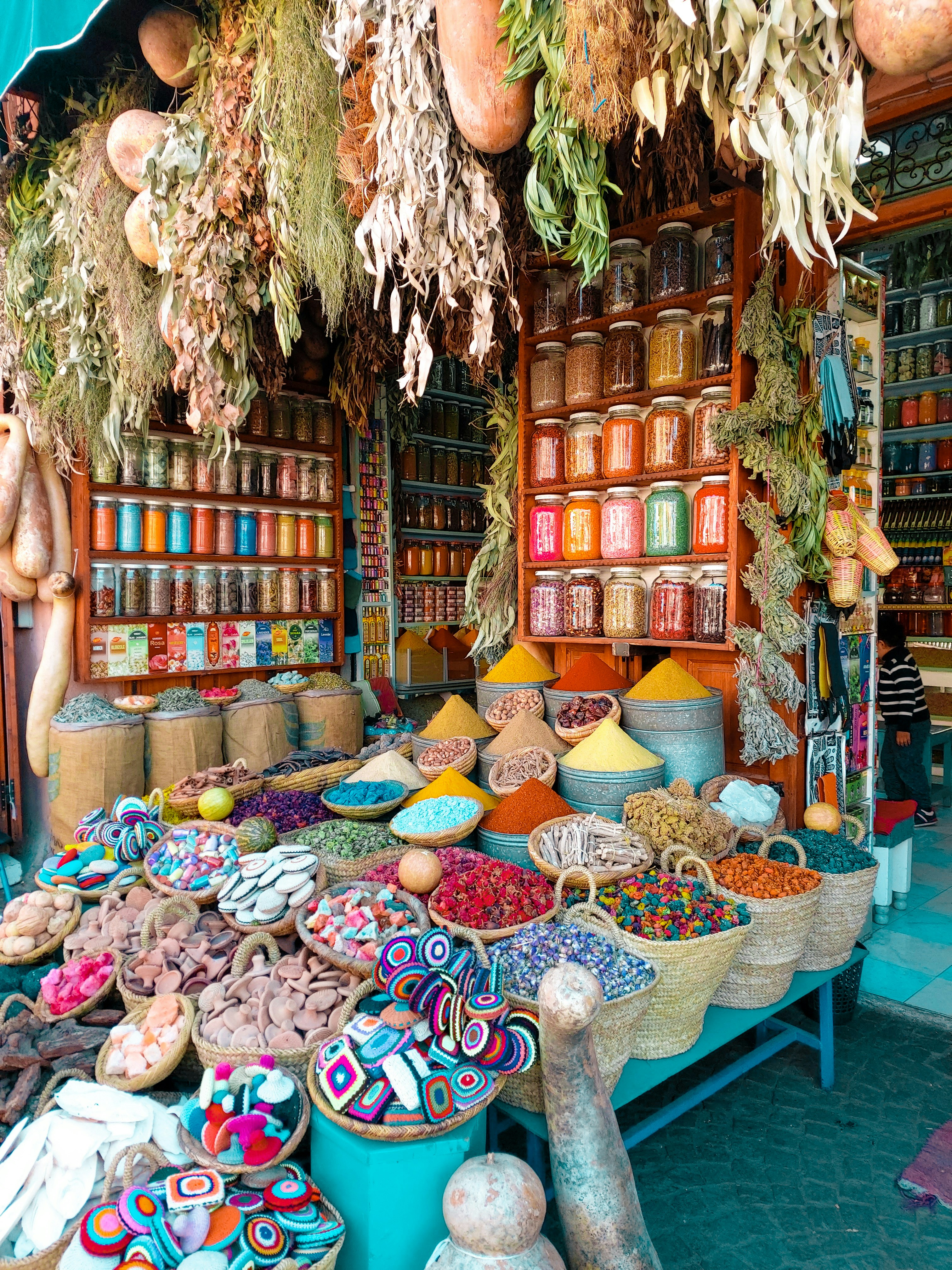 The smell of fresh spices is enough to open up your appetite after a long walk in old medina