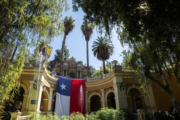 Chile's flag in Cerro Santa Lucia, Santiago