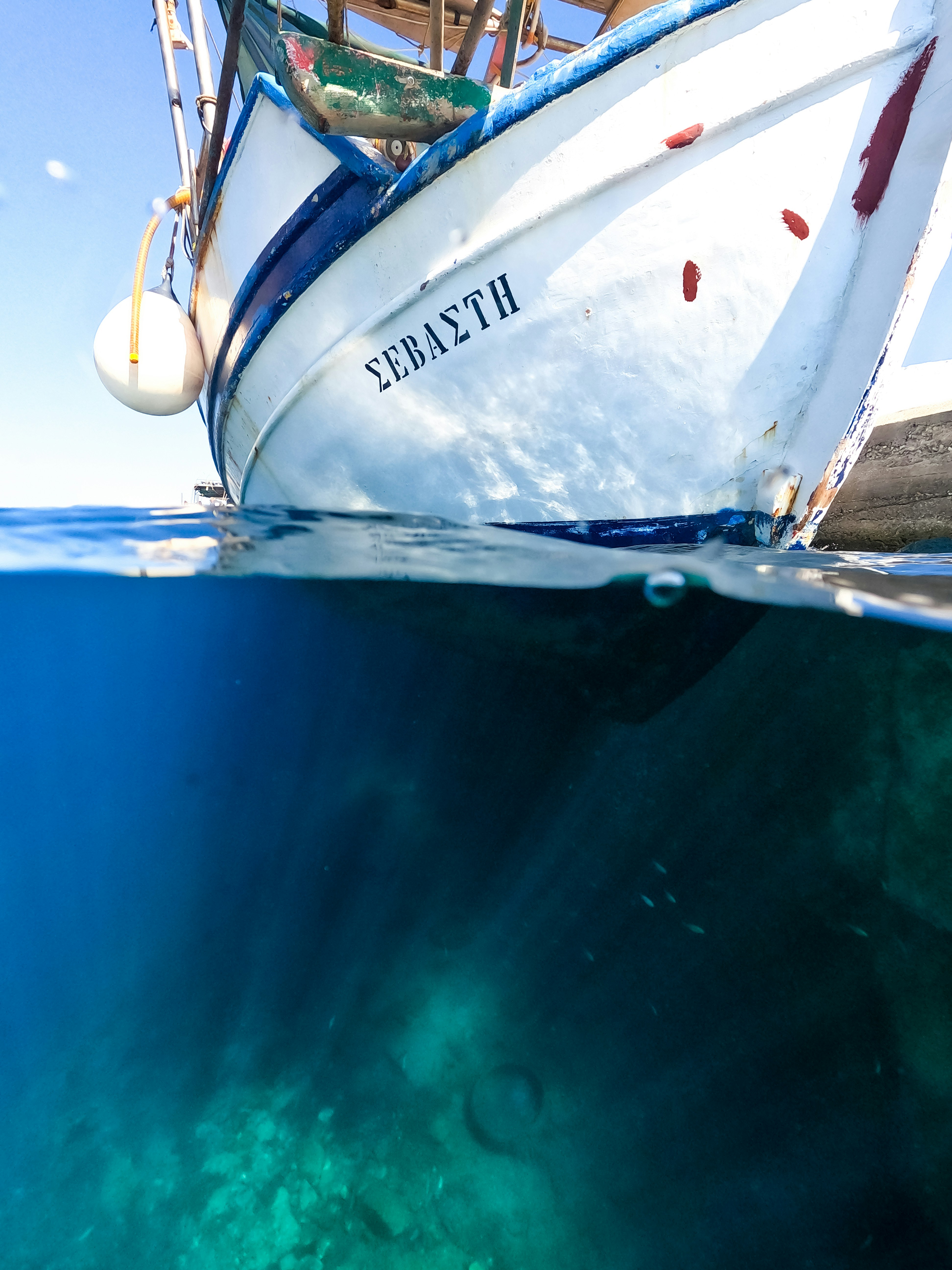 Greek Traditional Boat - Half Underwater, Leros, Greece