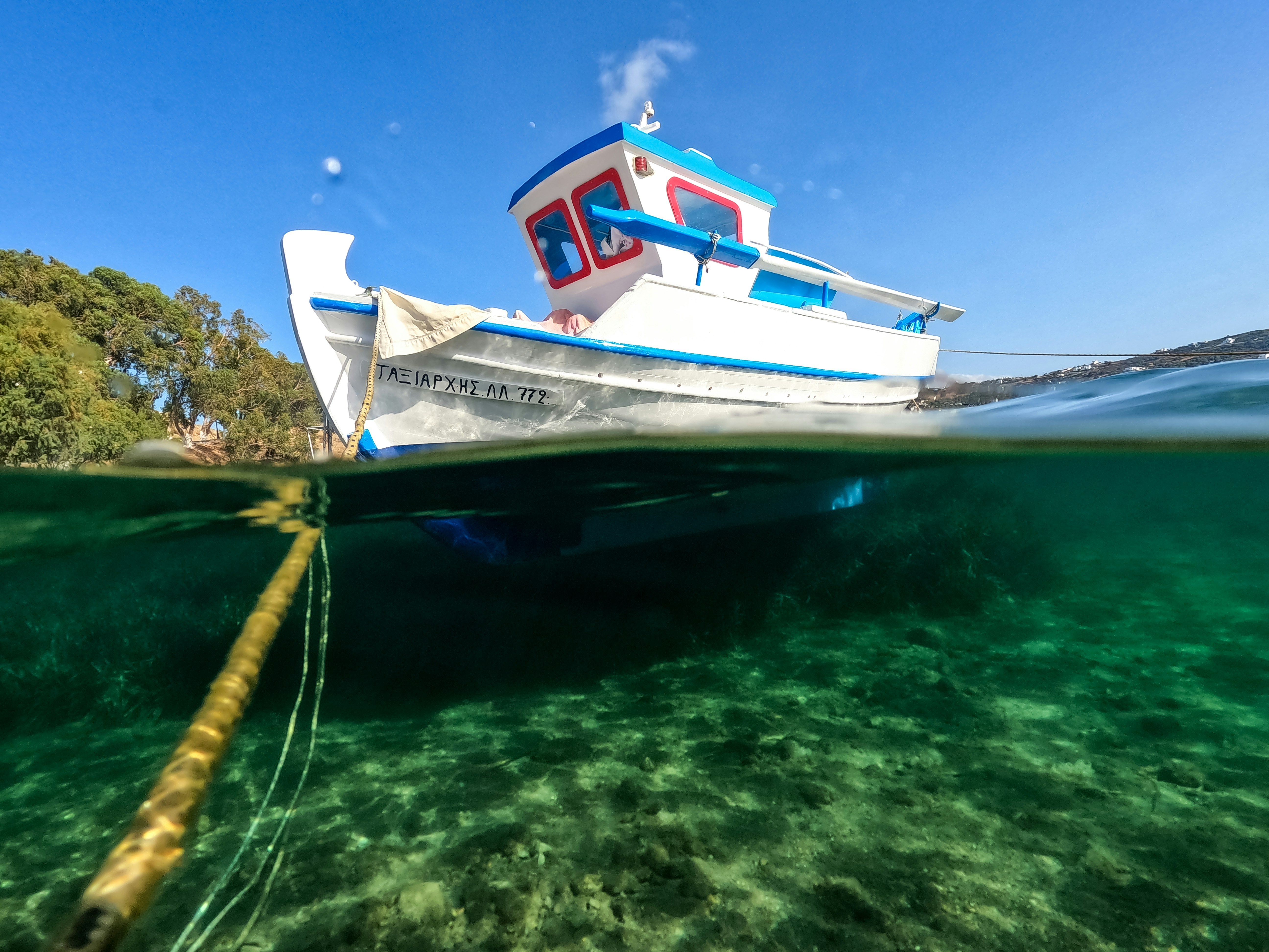 Greek Traditional Boat - Half Underwater, Leros, Greece
