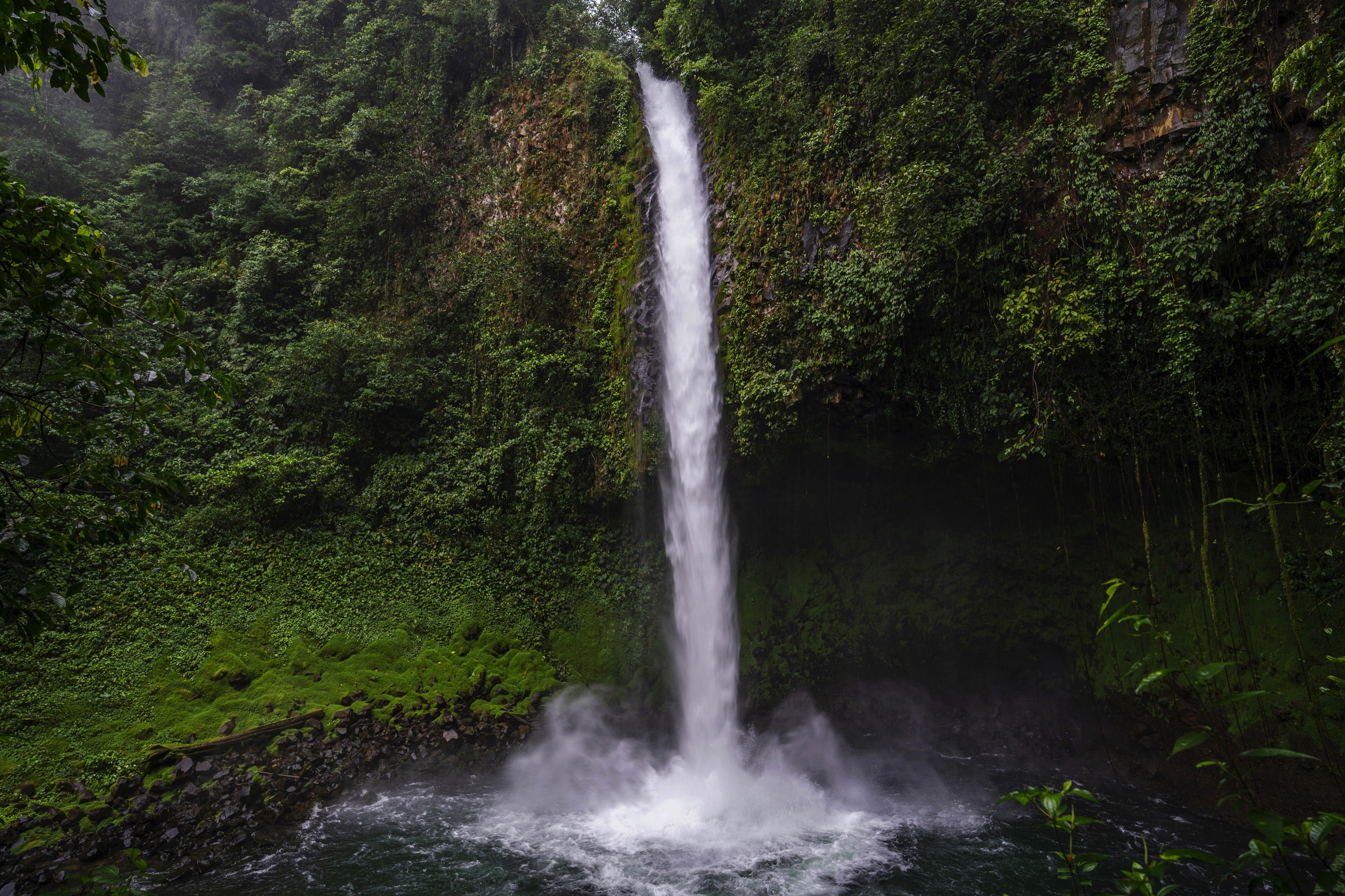 The iconic waterfall known as La Fortuna Waterfall, located in La Fortuna, Costa Rica.