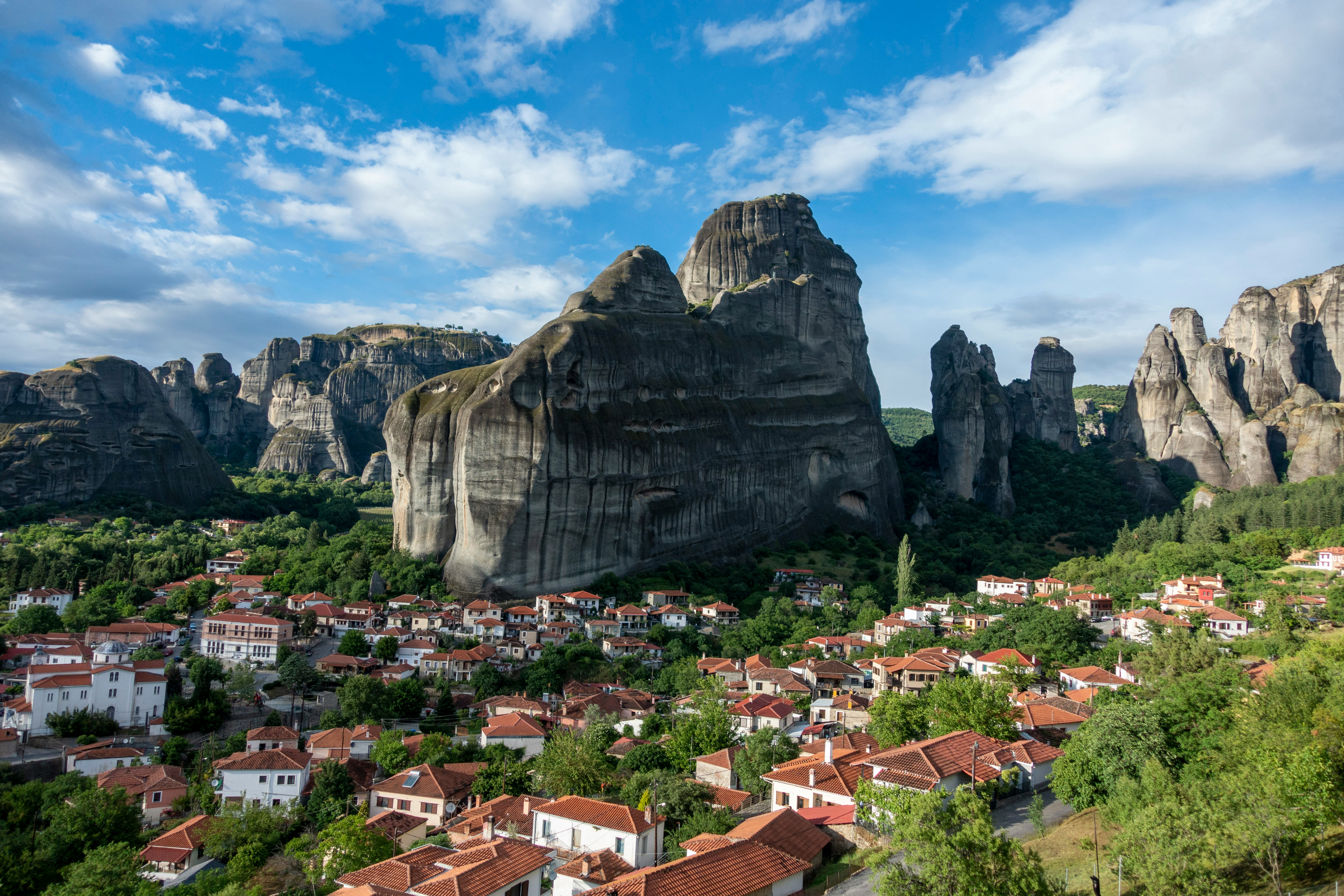 A view over the village of Meteora in Northern Greece. Meteora, Polichni, Greece