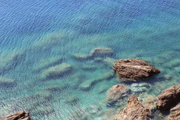 Beach rocks near the Temple of Poseidon in Sounion, Greece
