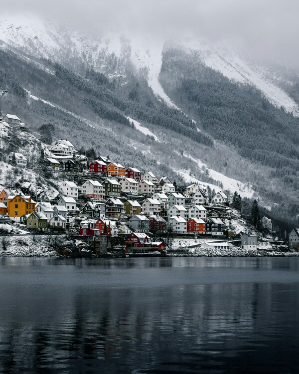 Odda, Norway in the snow