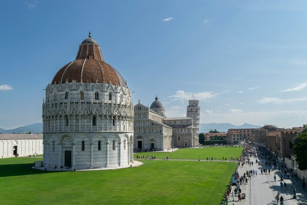 The Campo at Pisa, Basilica, Bapistry and Leaning Tower Pisa, Province of Pisa, Italy