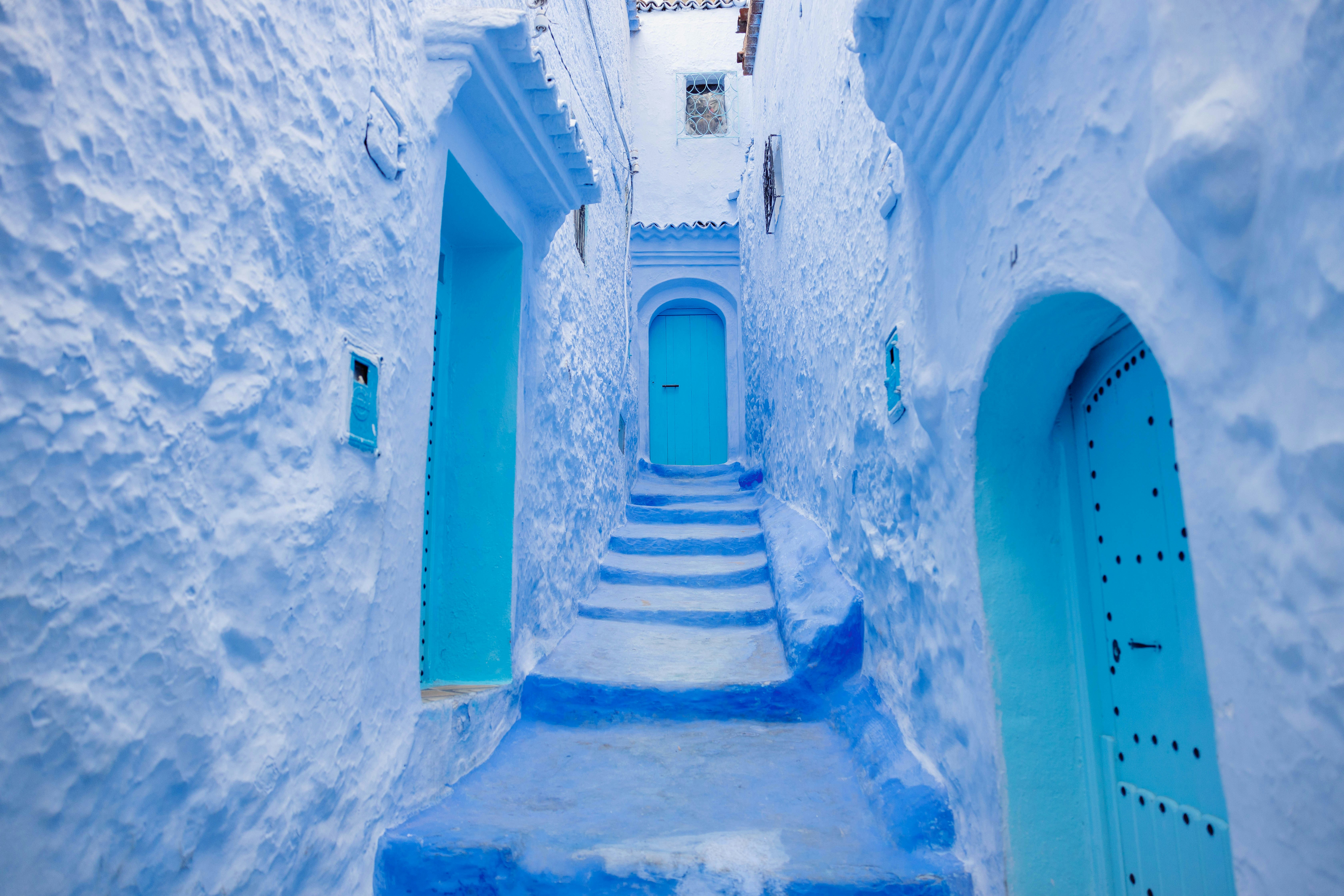 Blue alleyway in Chefchaouen Morocco