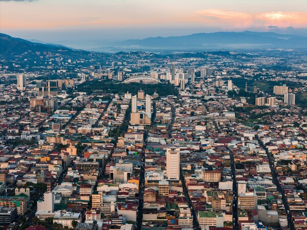 Aerial views of San José, Costa Rica in the morning