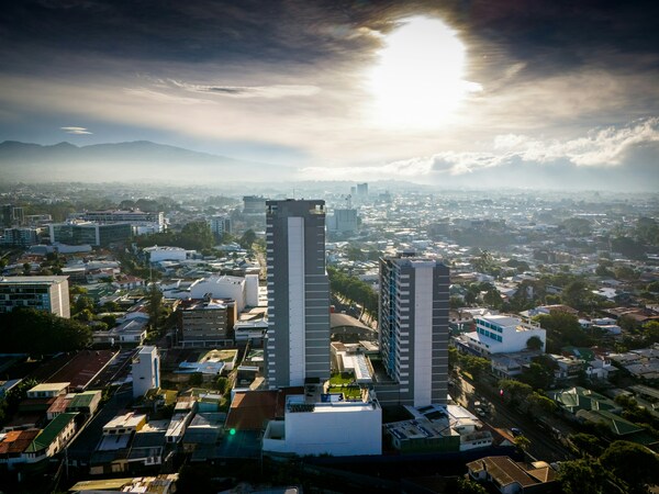 Aerial views of San José, Costa Rica in the morning