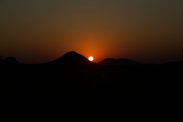 Sunset at the Hohewarte Guestfarm near Windhoek, Namibia. Hohewarte Guestfarm, Windhoek, Namibia