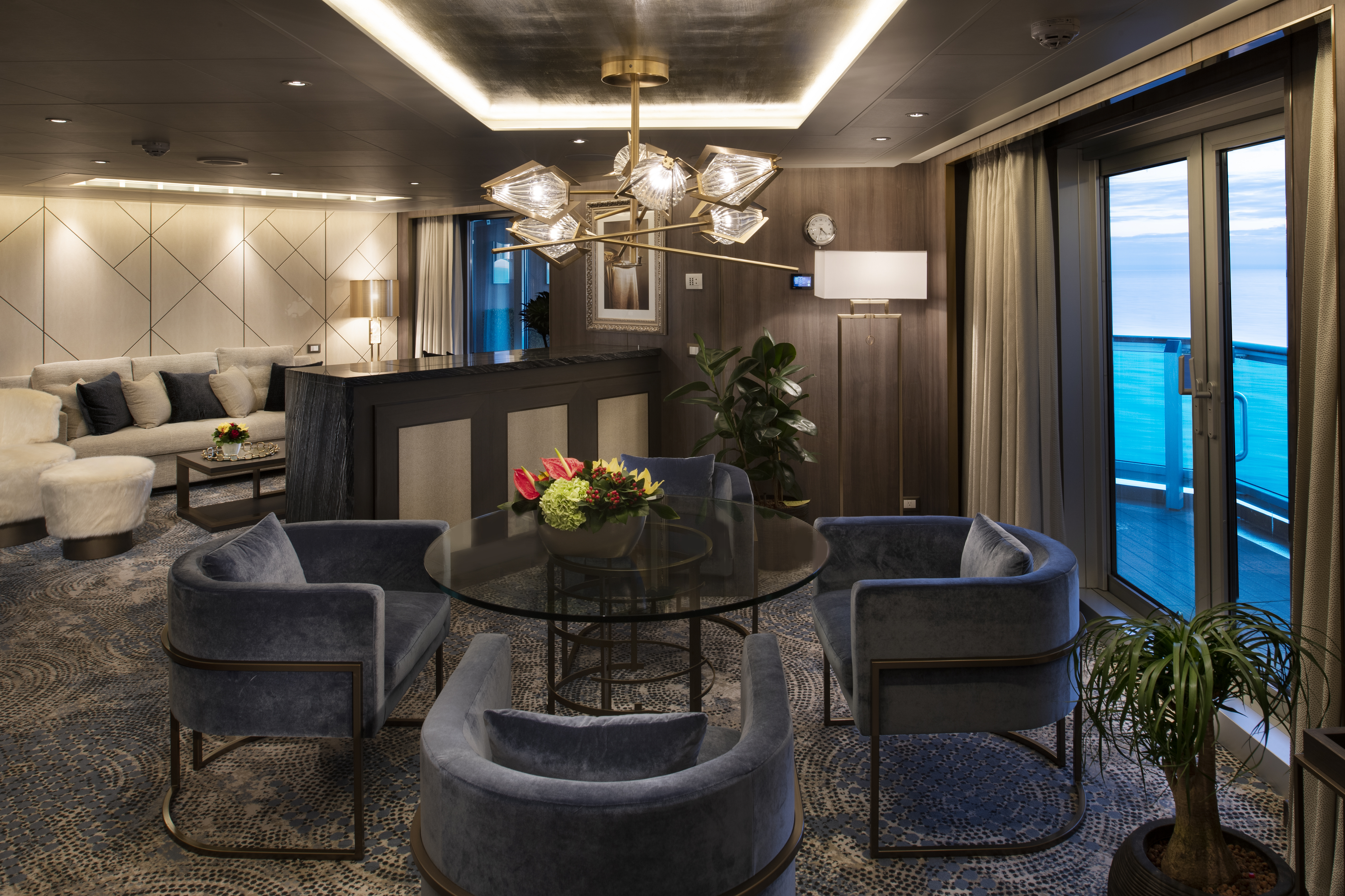Holland America Line Nieuw Statendam Pinacle Suite Living Room ©Michel Verdure