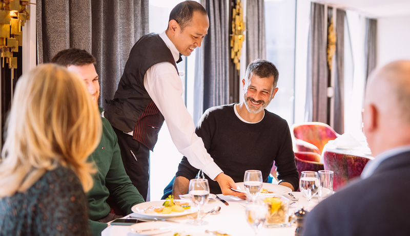 Dining on board.