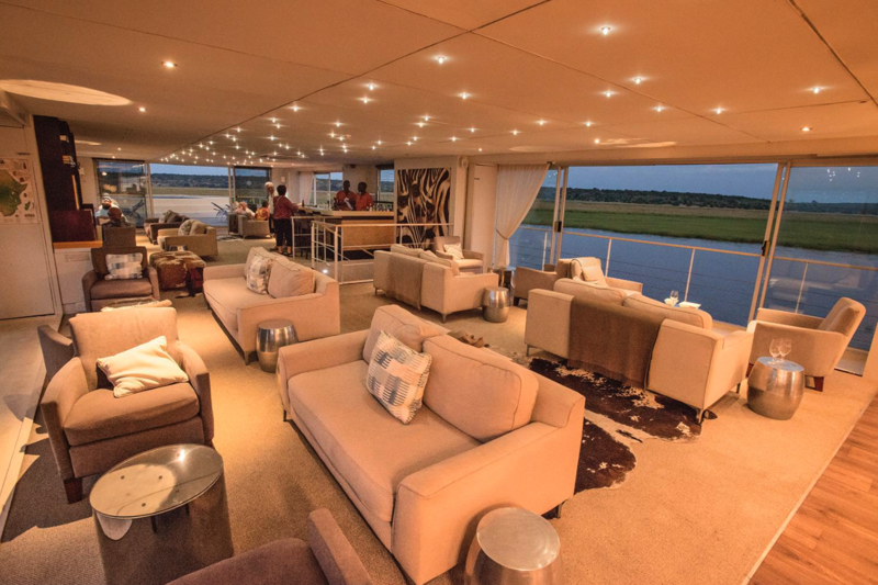 A lounge on board.