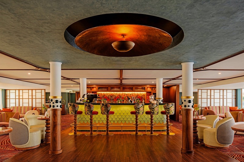 A lounge on board.