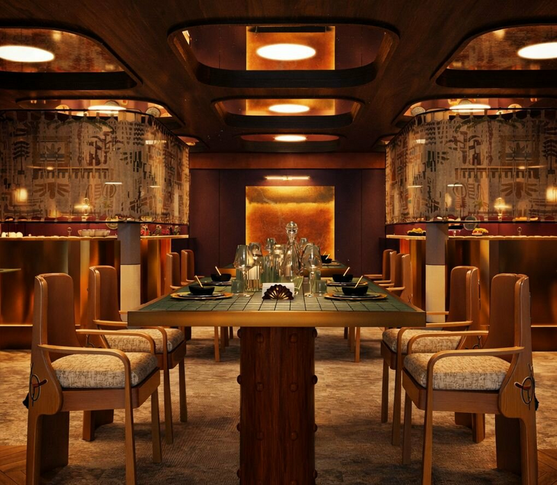 Dining on board.