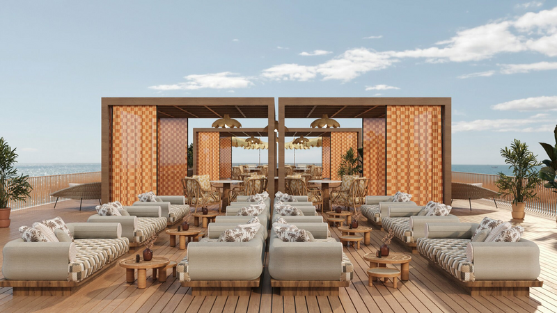 A lounge on board.