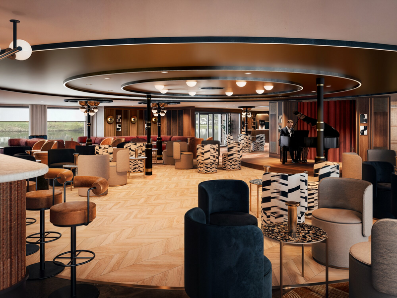 A lounge on board.