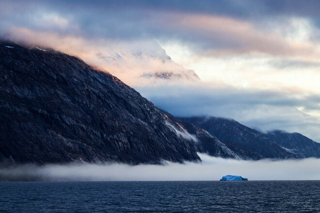 The Geographic North Pole and the east coast of Greenland