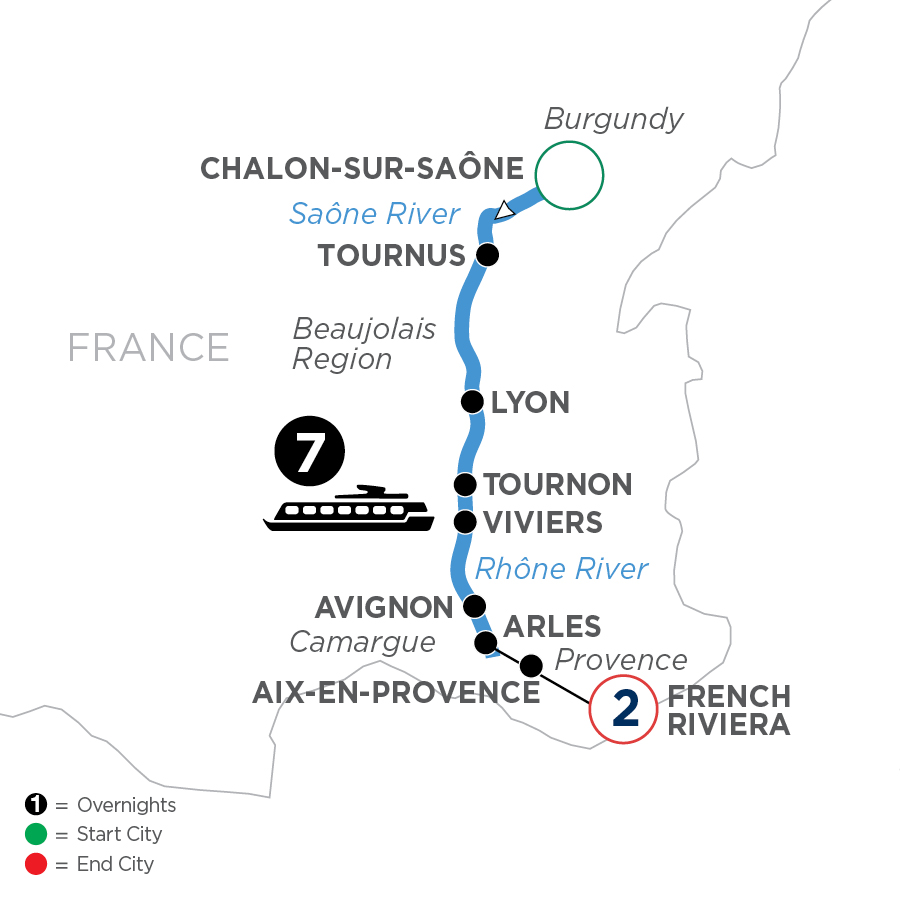 Burgundy & Provence with 2 Nights in French Riviera for Wine Lovers (Southbound)